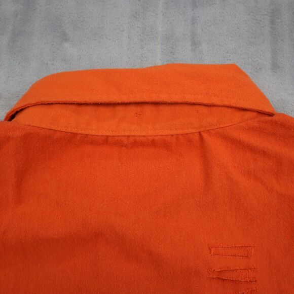 Trick r Treat Shirt Mens L Orange Distressed Button Up Long Sleeve Collared Top - Picture 15 of 16